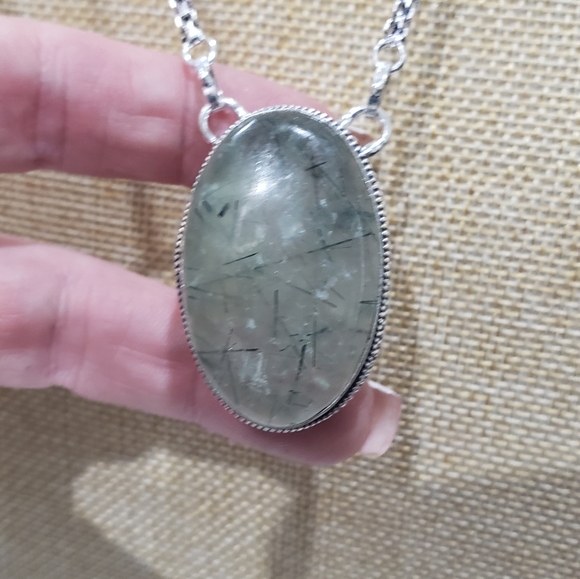 Handmade Unisex Prehnite 925 Silver Pendant Neckla - Picture 6 of 13